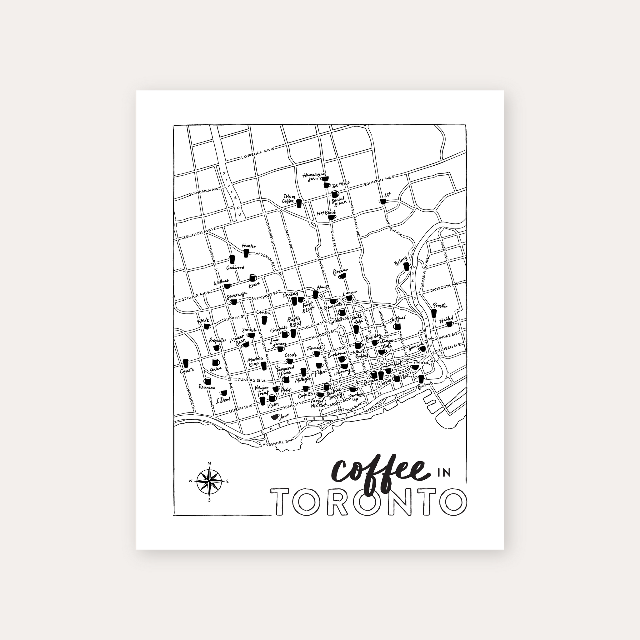 Coffee Toronto Map Print